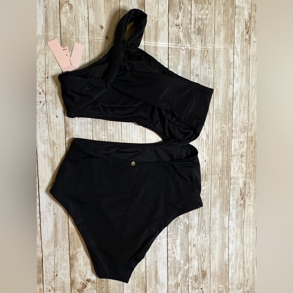 🆕 VICTORIA'S SECRET VS SWIM Twist Monokini One-Piece Swimsuit Medium Black - Picture 8 of 13